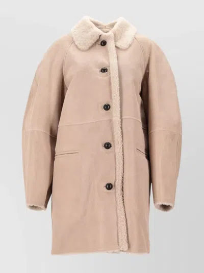 ISABEL MARANT LONGLINE JACKET SHEARLING COLLAR