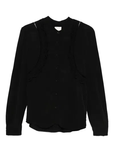 Isabel Marant Long-sleeve Blouse With Lace Insert In Animal Print