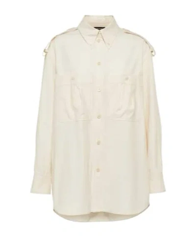 Isabel Marant Long-sleeved Cotton Shirt In Neutral