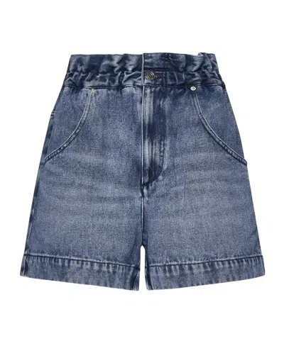 Isabel Marant Loose Waist Denim Shorts In Blue
