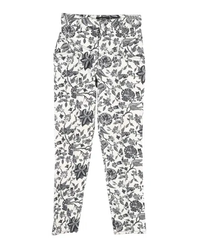 Isabel Marant Lorrick Cropped Floral-print Jeans In White Cotton In Gray