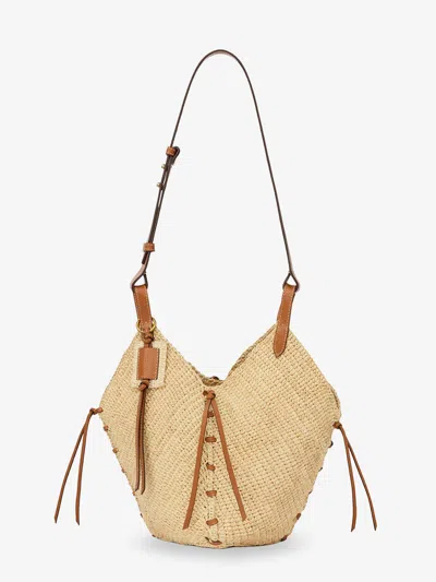 Isabel Marant Losange Raffia Shoulder Bag In Sand