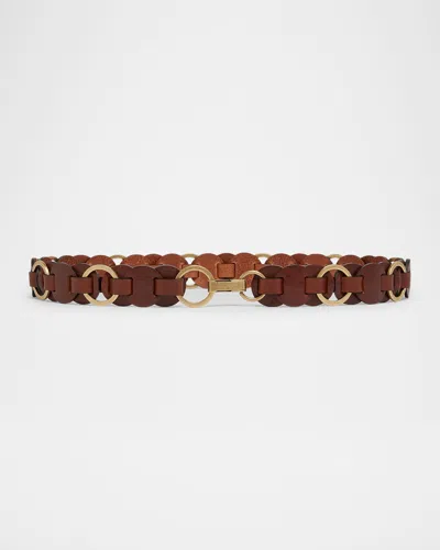 Isabel Marant Lota Circular Leather Belt In Brown