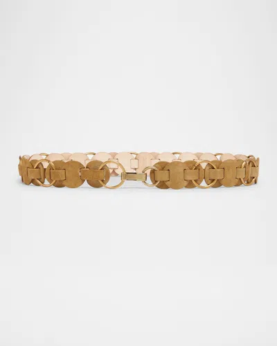 Isabel Marant Lota Circular Suede Belt In Brown