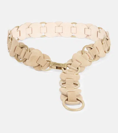 Isabel Marant Lota Suede Belt In Beige