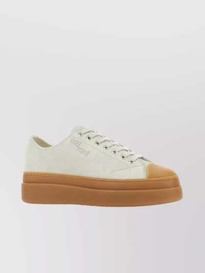 ISABEL MARANT LOW-TOP SUEDE SNEAKERS WITH ROUND TOE AND CONTRAST SOLE
