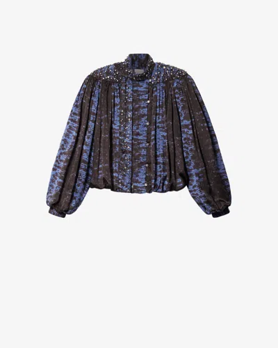 Isabel Marant Loyra Embellished Silk Blouse In Purple