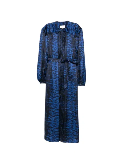 Isabel Marant Luada Abstract-print Belted Midi Dress In Blue