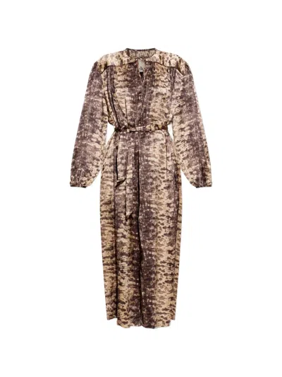 Isabel Marant Luada Silk Dress In Brown