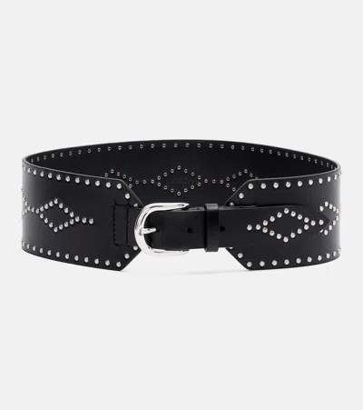 Isabel Marant Lucie Studded Leather Belt In Black