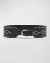 Isabel Marant Studded Silver-tone Wide Belt In Black Silver