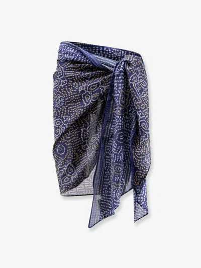 Isabel Marant Lucilia Cotton And Silk Blend Pareo Scarf In Blue