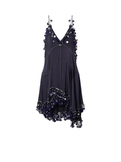 Isabel Marant Ludna Embellished Silk Satin Minidress In Blue