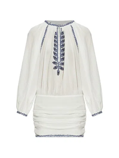 Isabel Marant Ludy Embroidered Cotton Dress In White