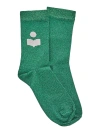 Isabel Marant Lurex Logo Socks In Green