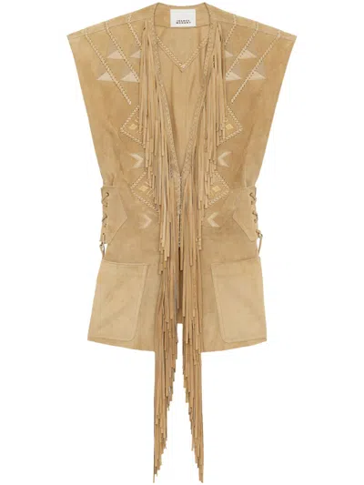 Isabel Marant Luxurious Lamb And Calf Leather In Beige