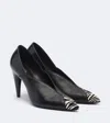 Isabel Marant Luza Calf Hair-trimmed Snake-effect Leather Pumps In Black