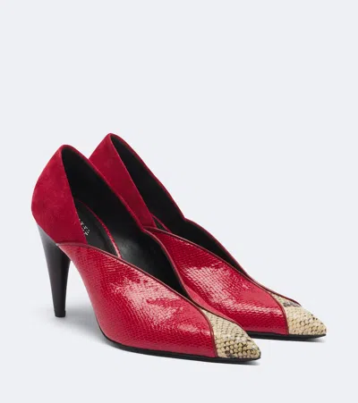 Isabel Marant Luza Suede-trimmed Snake-effect Leather Pumps In Multicoloured