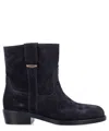 Isabel Marant Short Ankle Block Heel Suede Boots In Black