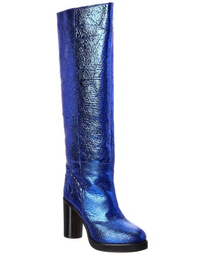Isabel Marant Lylene Leather Knee-high Boot In Blue
