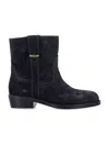 Isabel Marant Short Ankle Block Heel Suede Boots In Black