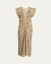 Isabel Marant Lyndsay Gathered Jacquard Midi Dress