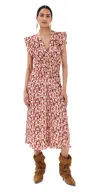 Isabel Marant Lyndsay Gathered Printed Satin Midi Dress In Brown