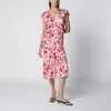 Isabel Marant Lindsay Floral Ruched Jacquard Midi Dress In Red
