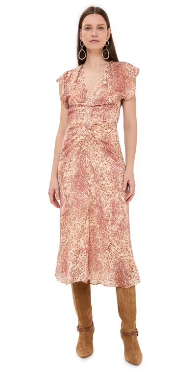 ISABEL MARANT LYNDSAY DRESS LIGHT RED/ECRU