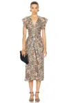 Isabel Marant Women's Lyndsay Animal-print Ruched Midi-dress In Natural