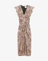 Isabel Marant Women's Lyndsay Animal-print Ruched Midi-dress In Natural