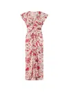 Isabel Marant Lindsay Floral Ruched Jacquard Midi Dress In Purple