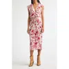 Isabel Marant Lindsay Floral Ruched Jacquard Midi Dress In Pink