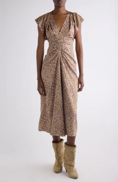 Isabel Marant Lyndsay Floral Jacquard Midi Dress In Brown