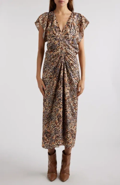 Isabel Marant Lyndsay Printed Gathered Midi Dress In Multi