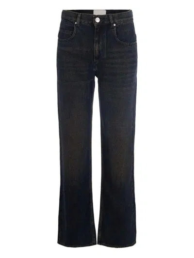 Isabel Marant Straight Lyocell Jeans Trousers Belt Loops In Black