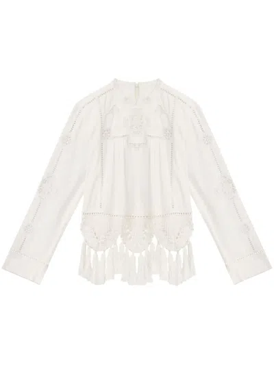 Isabel Marant Macramé Lace Top In White