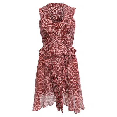 Isabel Marant Macy Printed Mini Dress In Red Silk In Multi