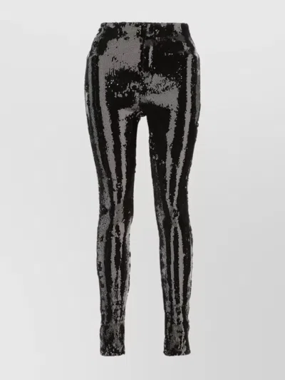Isabel Marant Madillio Sequin-embellished Skinny Cotton Trousers In Black