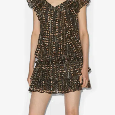 Isabel Marant Madrana Printed V-neck Top In Black In Brown