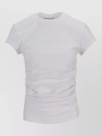 Isabel Marant Maelie Crew Neck Ruched Short Sleeve Top In White