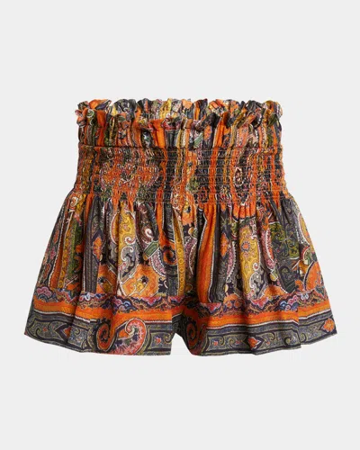ISABEL MARANT MAELLY PAISLEY WIDE SILK SHORTS