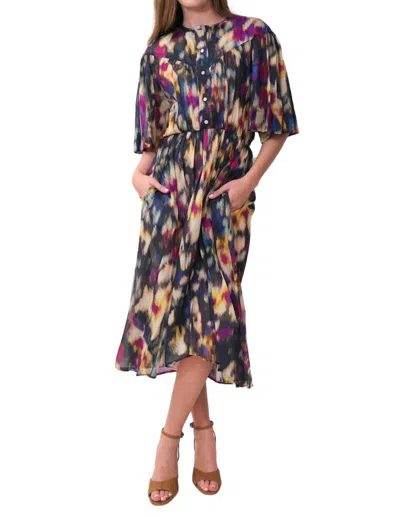Isabel Marant Maggy Dress In Ochre/black Multi