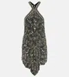 Isabel Marant Mahina Embellished Silk Minidress In Silver