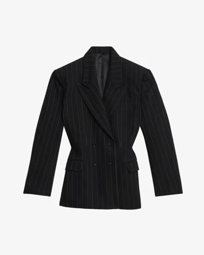 Isabel Marant Pinstripe-pattern Double-breasted Blazer In Black