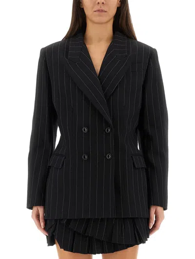 Isabel Marant "maia" Pinstripe Jacket With Belt In Black