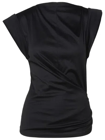 Isabel Marant Maisan Draped Asymmetric Cotton T-shirt In Black