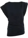 Isabel Marant Maisan Draped Cotton T-shirt In Black