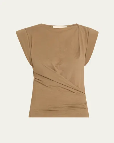 Isabel Marant Maisan Draped Jersey T-shirt In Light Khaki