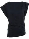 Isabel Marant Maisan Draped Cotton T-shirt In Black